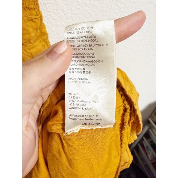 Anthropologie The Peregrine Midi Dress In Marigold Smocked Ruffle Trim Large - Picture 4 of 7